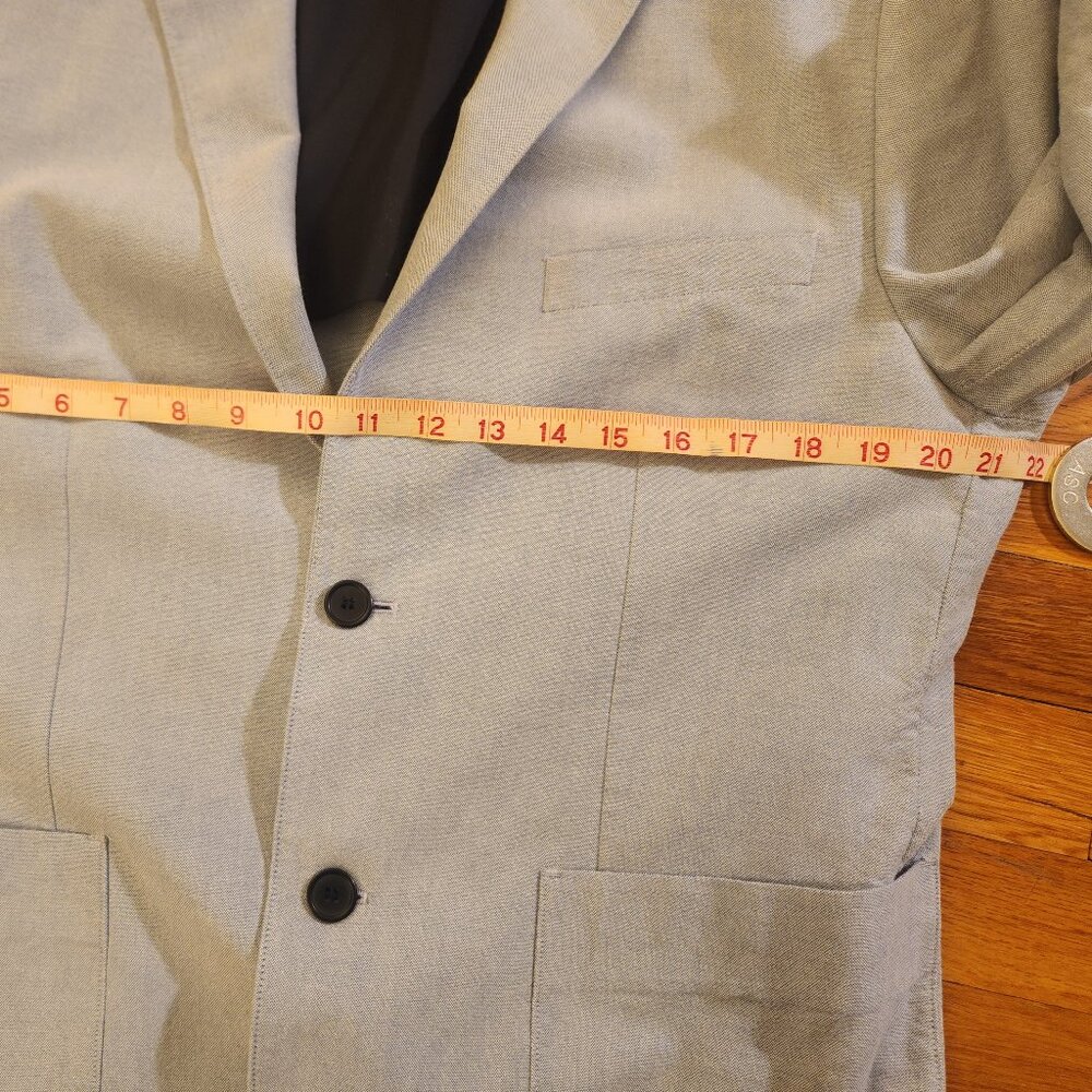 Light Blue Men's H&M 100% Cotton Blazer with Elbow Patches Size 44R Excellent - Picture 10 of 16